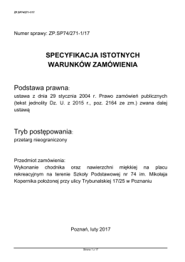 SPECYFIKACJA ISTOTNYCH WARUNK&Oacute;W