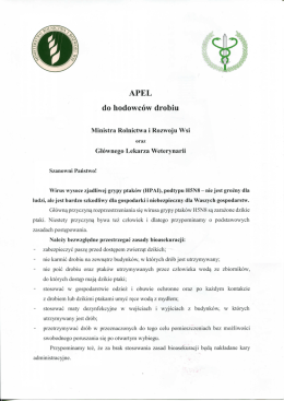 Apel do hodowców drobiu