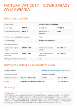 FAKTURA VAT 2017 - NOWE ZASADY WYSTAWIANIA