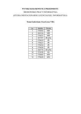 STUDIA NIESTACJONARNE LICENCJACKIE: INFORMATYKA