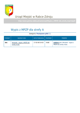 Urząd Miejski w Rabce-Zdroju Wypis z MPZP dla strefy A