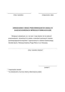 (Imię i nazwisko) (miejscowość, data) OŚWIADCZENIE O