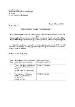 informacja z otwarcia ofert - BIP Urzędu Marszałkowskiego