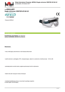 Gogle ochronne VENTOR AF/AS UV