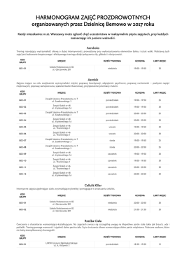 HARMONOGRAM ZAJĘĆ PROZDROWOTNYCH organizowanych