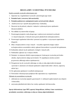 REGULAMIN UCZESTNIKA WYCIECZKI