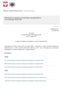 Główny Urząd Statystyczny / Informacje sygnalne / Komunikaty i