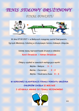 tenis stołowy drużynowy finał powiatu