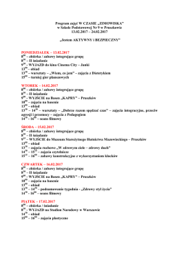 w Szkole Podstawowej Nr 9 w Pruszkowie 13.02.2017 – 24.02.2017