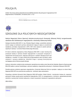 POLICJA.PL SZKOLENIE DLA POLICYJNYCH NEGOCJATORÓW