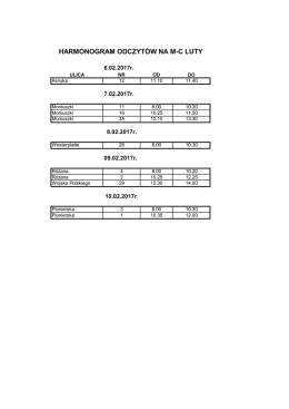 Harmonogram odczytów luty 2017
