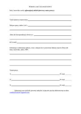 formularz zgłoszeniowy