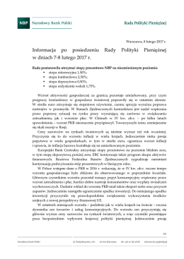 Informacja po posiedzeniu Rady Polityki Pieniężnej w
