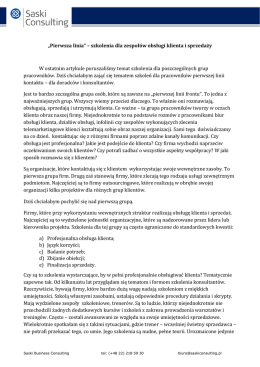„Pierwsza linia” – szkolenia dla zespołów obsługi