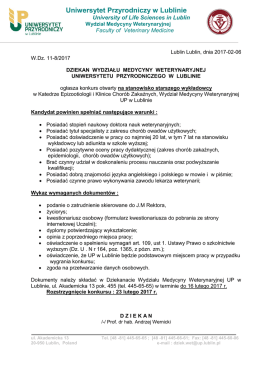 Konkurs otwarty na stanowisko starszego wykładowcy w Katedrze