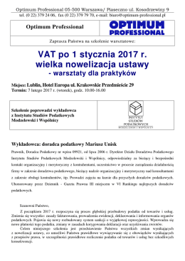 VAT po 1 stycznia 2017 r. wielka nowelizacja ustawy