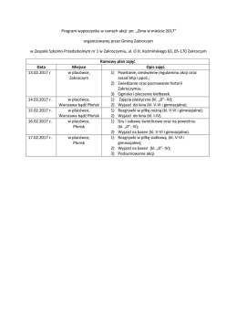 Program wypoczynku w ramach akcji dla Zespołu Szkolno