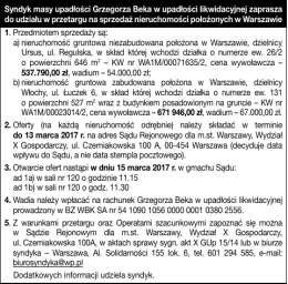 Syndyk masy upadłości Grzegorza Beka w upadłości likwidacyjnej