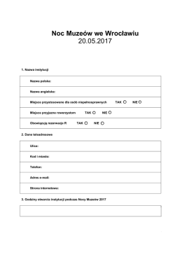 Formularz zgłoszeniowy Noc Muzeów 2017