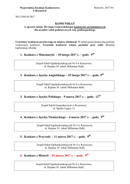 KOMUNIKAT - aktualizacja 1. Konkurs z Matematyki