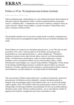 Polska za 30 lat. Wyeksploatowana kolonia Zachodu