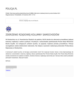 POLICJA.PL ZDERZENIE RZĄDOWEJ KOLUMNY SAMOCHODÓW
