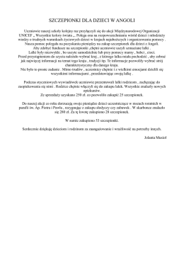 SZCZEPIONKI DLA DZIECI W ANGOLI