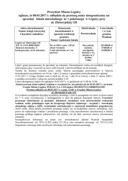 Prezydent Miasta Legnicy ogłasza, że 08.03.2017 r