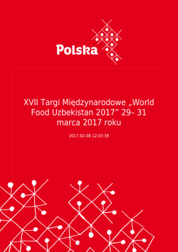 XVII Targi Międzynarodowe „World Food Uzbekistan 2017” 29– 31