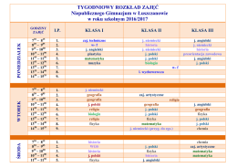 TYGODNIOWY ROZKŁAD ZAJĘĆ Niepublicznego Gimnazjum w