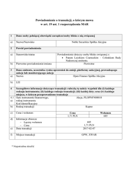 Powiadomienie o transakcji, o którym mowa w art. 19 ust