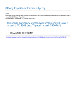 Euvax B nr serii UFA12001 oraz Tripacel nr seri