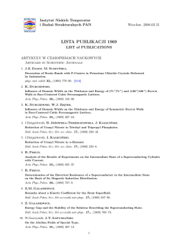 lista publikacji 1969 - Instytut Niskich Temperatur i Badań