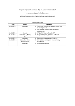 Program wypoczynku w ramach akcji dla Szkoły Podstawowej im