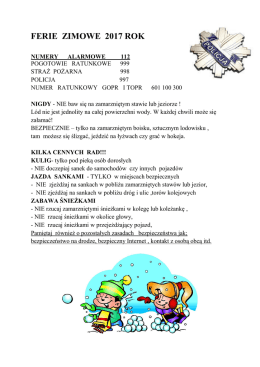 FERIE ZIMOWE 2017 ROK