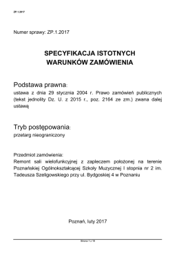 SPECYFIKACJA ISTOTNYCH WARUNK&Oacute;W