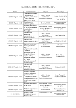 Plan szkolenia Wiosna 2017_OKS Chełm