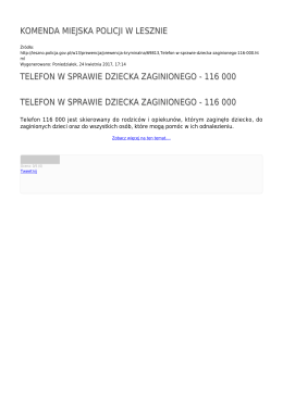 116 000 telefon w sprawie dziecka zaginionego - 116