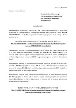 Warszawa, 10.02.2017 Słoneczne Inwestycje Sp. z o.o. Komisja