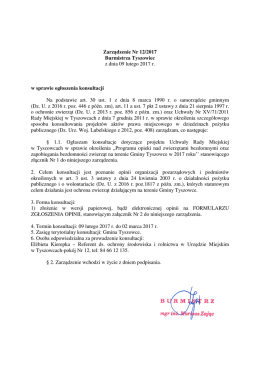 Zarządzenie Nr 12/2017 Burmistrza Tyszowiec z dnia 09 lutego