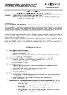sp&oacute;łki in-house &minus; formuła zam&oacute;wienia