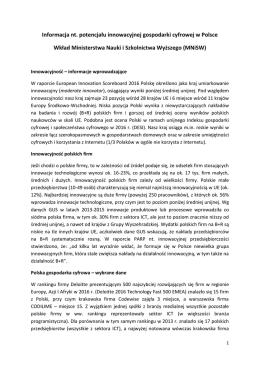 Informacja nt. potencjału innowacyjnej gospodarki