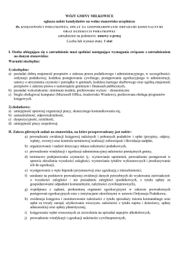 WÓJT GMINY MIŁKOWICE ogłasza nabór kandydatów na wolne