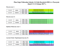 Plan Zajęć w Policealej Szkole i LO dla Dorosłych Zjazd I 11
