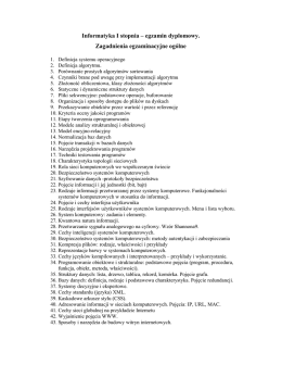 Zagadnienia egzaminacyjne I st Og&oacute;lne