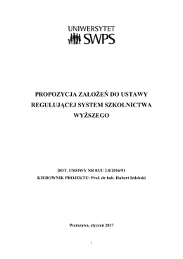 propozycja założeń do ustawy regulującej system szkolnictwa