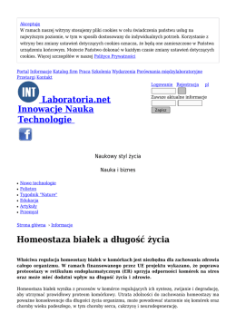 Homeostaza białek a długość życia - Informacje