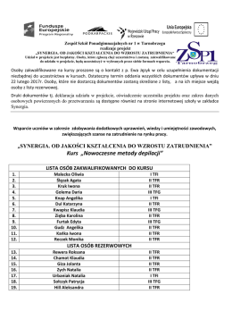 LISTA OSÓB ZAKWALIFIKOWANYCH DO KURSU