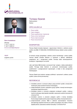 Tomasz Szarek: Radca prawny / Partner Wroclaw