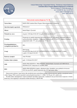 Ostrzeżenie meteorologiczne nr 28 oblodzenie, Beskid.